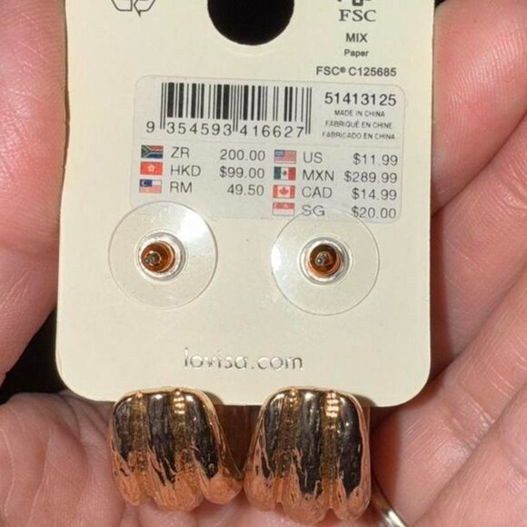 Lovisa Gold Plated Ridged Hoop Earrings. NEW! NEVER USED! - Picture 3 of 3